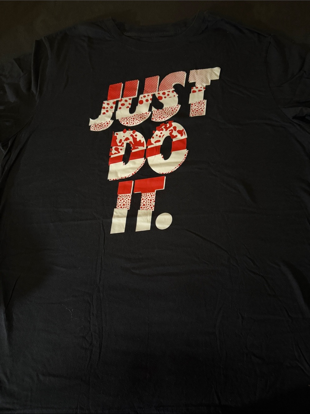 Nike Black Tee with Red and White 'JUST DO IT.' Graphic